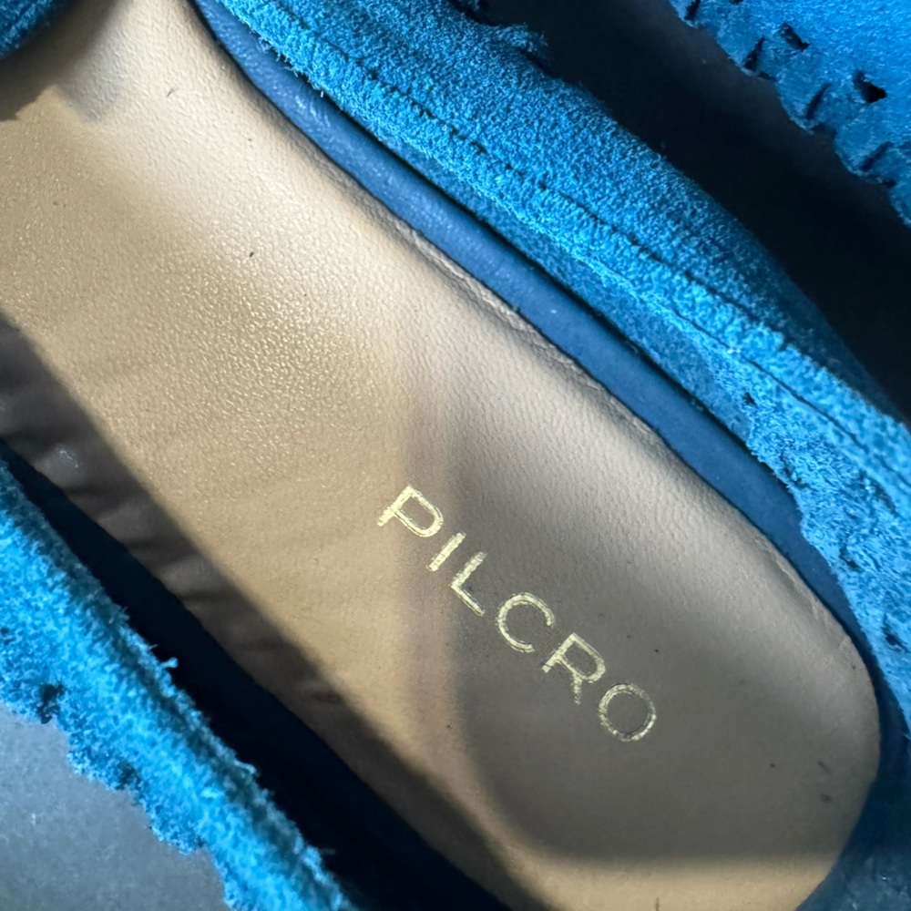 NWOT Anthropologie Pilcro Vibrant Blue Suede Woven Loafers. Size 8 - Picture 4 of 15